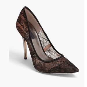 BCBGMaxAzria Black Lace Pointed-Toe Stiletto Heels